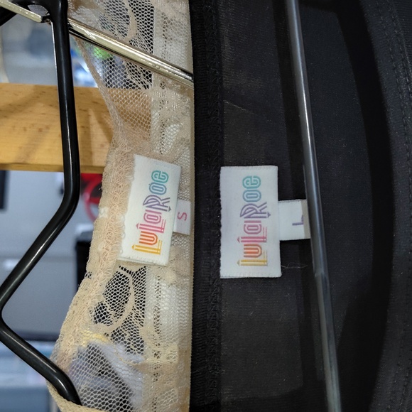 LuLaRoe Black and Cream Lace Dress Shirt L Overlay S - Picture 3 of 3